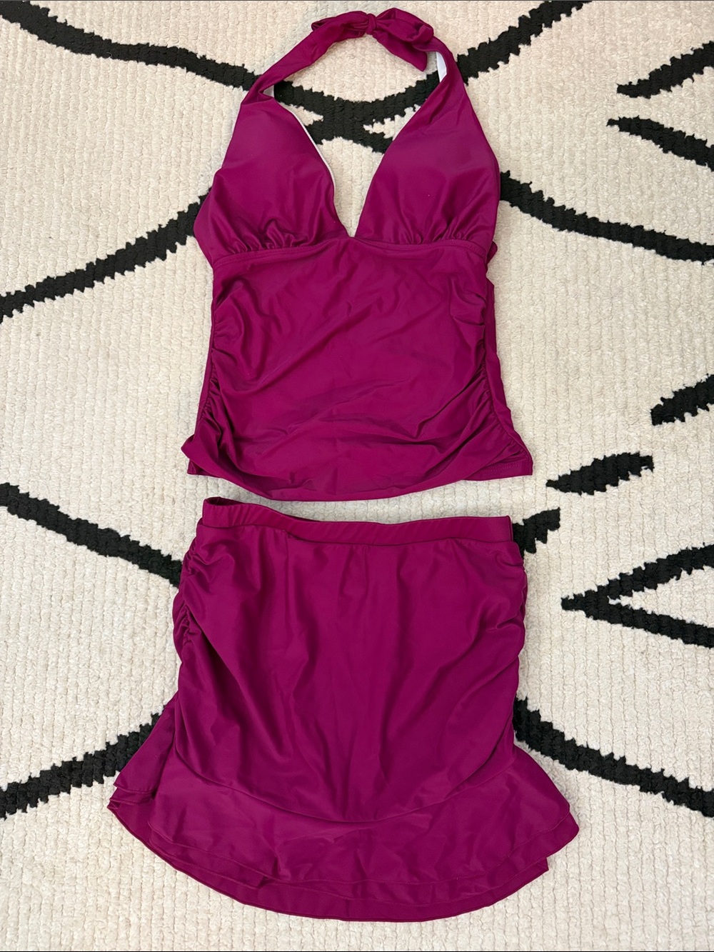 Women’s Halter Tankini & Skirt Swim Set - Fuchsia